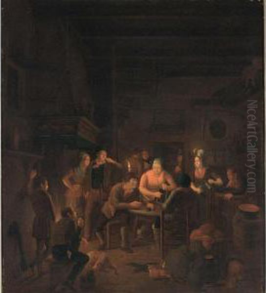 A Tavern Interior With Villagers - view 1