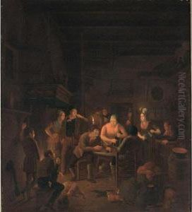 A Tavern Interior With Villagers by Christoffel Wust
