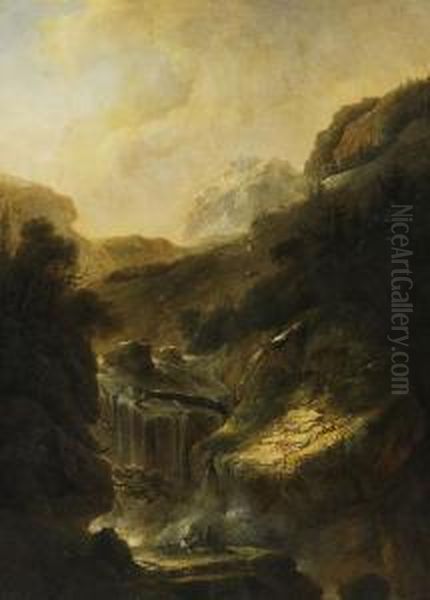 Ideale Gebirgslandschaften Mit Wasserfall Undzeichnern - view 1