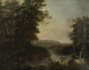 Gegenstucke: Zwei Flusslandschaften Mit Bauern Und Vieh.