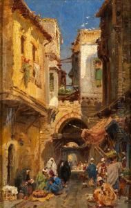 Strassenszene In Kairo by Carl Wuttke