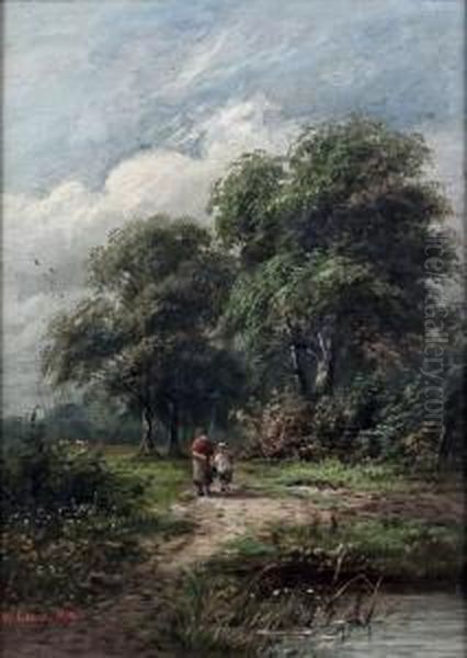 Woman And Child On A Country Path - view 1