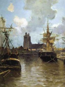 Dordrecht Harbor by Frank Myers Boggs