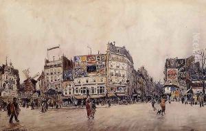 The Moulin Rouge And The Rue Lepic As Seen From The Place Blanche by Frank Myers Boggs
