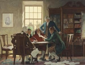 Drafting The Declaration Of Independence- by Newell Convers Wyeth