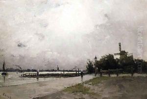 Windmill on the Coast, Holland 1884 by Frank Myers Boggs