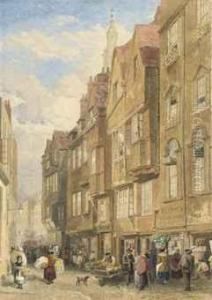 Street Vendors On Wych Street Off The Strand, London by John Wykeham Archer