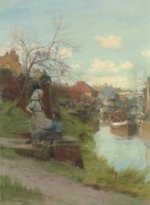 By The Canal by Charles William Wyllie