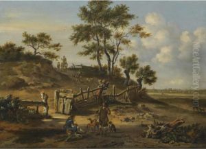 A Dune Landscape With Falconers by Jan Wijnants