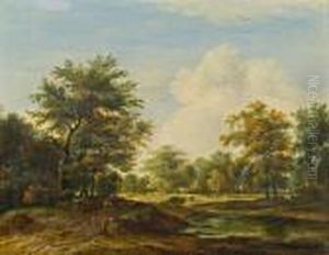 Bewaldete Landschaft Mit Wanderern