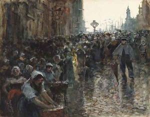 Crowded Street Scene, Paris by Frank Myers Boggs