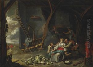 Peasants In A Barn Interior Peasants In A Barn Interior