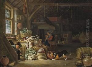 Wijntrack A Kitchen Interior by Dirck Wyntrack