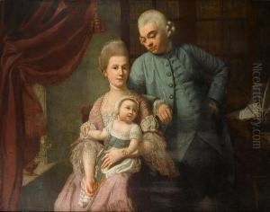 Portrait Of A Family Seated In An Interior by Johann Melchior J. Wyrsch
