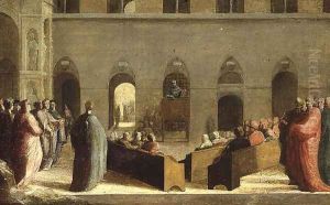 St. Bernadino preaching in the Campo in Siena c.1528