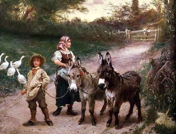 Peasant Children with Donkeys - view 1