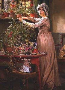 Arranging Flowers by Edgar Bundy