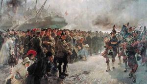 Landing of the First Canadian Division at St. Nazaire, 1915 by Edgar Bundy