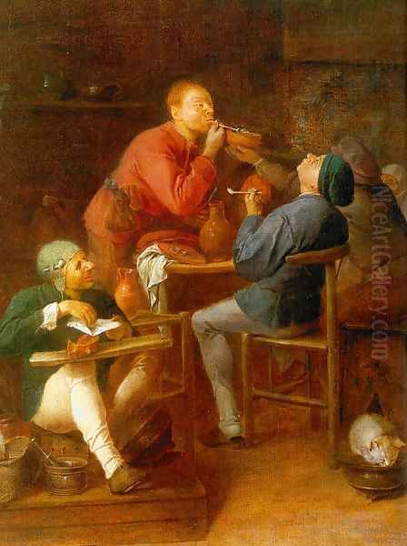 The Smokers (The Peasants of Moerdijk) 1627-30 by Adriaen Brouwer