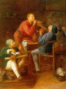 The Smokers (The Peasants of Moerdijk) 1627-30 by Adriaen Brouwer
