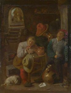 Four Peasants in a Cellar by Adriaen Brouwer