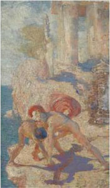 Men Fighting Near Ruins - view 1