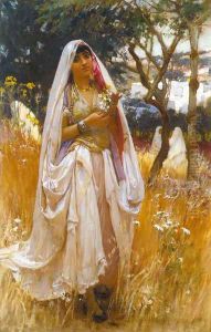 La Jeune Mauresque, Campagne D'Algiers (Moorish Girl, Algiers Countryside) by Frederick Arthur Bridgman