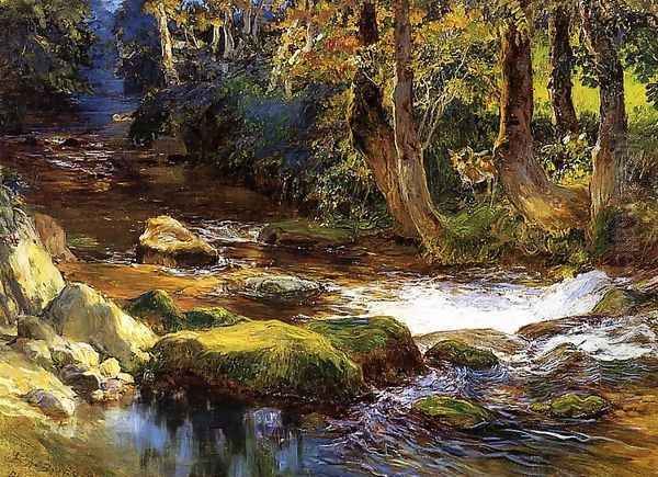 River Landscape With Deer - view 1
