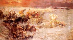 Pharaoh's Army Engulfed By The Red Sea by Frederick Arthur Bridgman