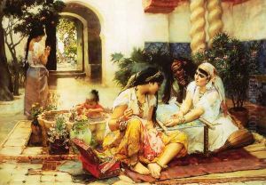 In A Village El Biar Algeria by Frederick Arthur Bridgman