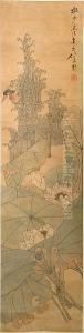 Hanging Scroll, Ink And Color On Paper; The Upper Right Bearing The Signature Fuchang Ren Xun by Ren Xun