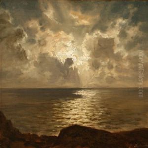 Coastal Scene At Moonlight by Wilhelm Ferdinand Xylander