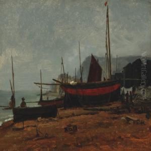 Fishing Boats On The Beach by Wilhelm Ferdinand Xylander