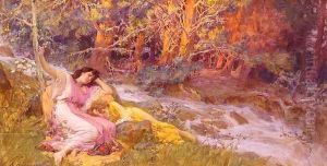 Reclining By A Stream by Frederick Arthur Bridgman