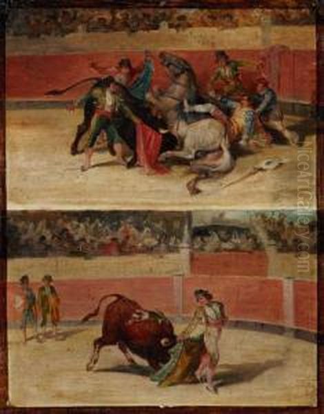 Segunda Corrida Golondrinas. Cinco Rejornazos Del Caballero La Guardia Y Anda Con Muerte Del Caballo Y Herido El Caballero Pero Levemente En La Pantorrilla - view 1