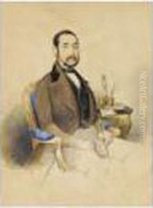 Retrato De Caballero Sentado Junto A Un Escritorio...