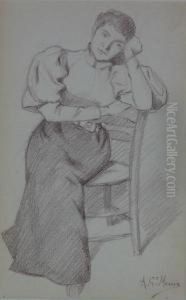 "dama Sentada" by Luis Muriel Y Lopez