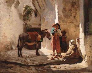 Arab Courtyard by Frederick Arthur Bridgman