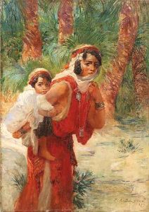 Algerian mother and child by Frederick Arthur Bridgman