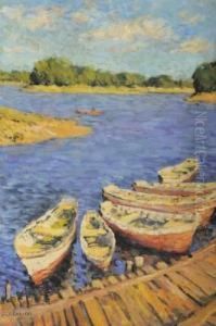 Barques Sur L'etang by Mikhail Nikolaevich Yakovlev