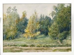 Duftiges Impressionistisches Aquarell Uber Bleistift In Leuchtender Farbigkeit by Mikhail Nikolaevich Yakovlev