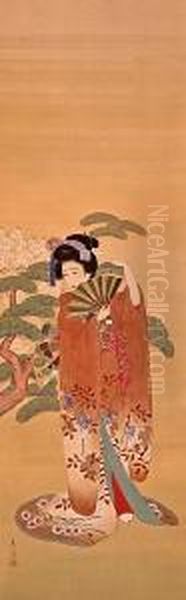 A Woman Holding A Fan - view 1