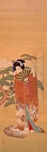 A Woman Holding A Fan by Shuho Yamakawa