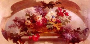 Flowers in a Gilt Vase by Eugene Bidau