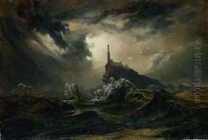 Stormy sea with Lighthouse