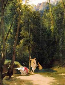 Bathers in Terni Park by Karl Blechen
