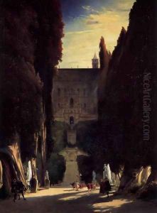 Tivoli Gardens at the Villa d'Este by Karl Blechen