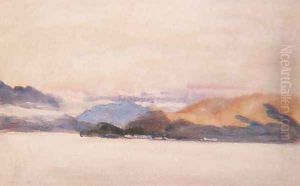 View over Lake Como by Hercules Brabazon Brabazon