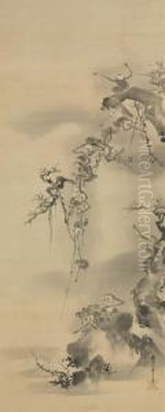 Gibbons Grasping At The Reflected Moon - view 1