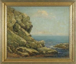 Rocky Coastal Scene With Calm Waters In The Distance by Cullen Yates